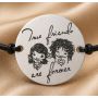 Bratara cu snur reglabil si banut din Argint 925 True Friends Are Forever 16.5 mm B-E1354