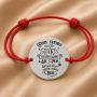 Bratara cu snur rosu reglabil si banut din Argint 925 Good Friends Are Like Stars 16.5 mm B-E0452