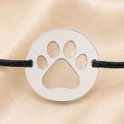Bratara cu snur negru reglabil si banut Labuta din argint 925 13 mm pentru iubitori de animale B-E1762