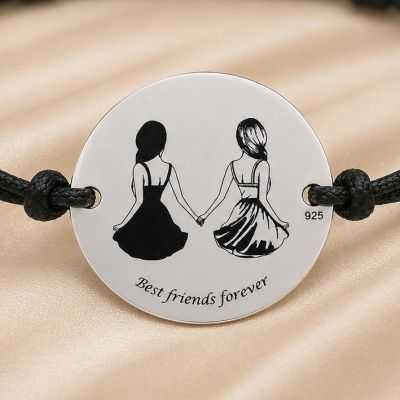 Bratara snur reglabil cu banut din Argint 925 Best Friends Forever B-E0521