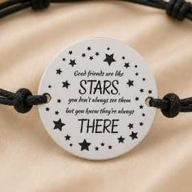 Bratara reglabila cu banut din Argint 925 Good Friends Are Like Stars 16.5 mm B-E0453
