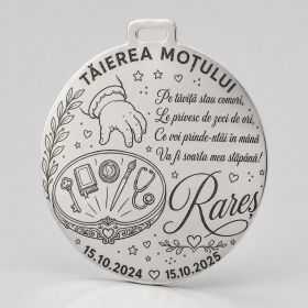 Bănuț Tăierea Moțului din Argint 925 Personalizat cu Tăvița de Comori și Poezie 22 mm S0301