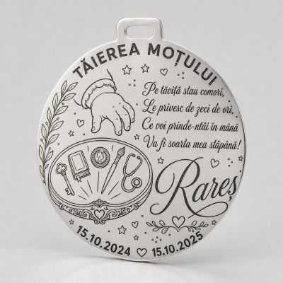 Bănuț Tăierea Moțului din Argint 925 Personalizat cu Tăvița de Comori și Poezie 22 mm S0301