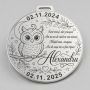 Bănuț de Moț din Argint 925 Personalizat cu Bufniță, Lună și Stele, Poezie 22 mm S0308