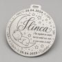 Bănuț de Moț din Argint 925 Personalizat cu Bebeluș pe Lună și Stele, Nume și Date 22 mm S0297