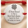 Bratara cu Snur Rosu si Banut din Argint 925 Best Friend Four Leaf Clover B-E1445