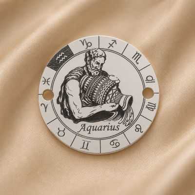 Element brățară zodie Vărsător din argint 925, gravat 16.5 mm E0355