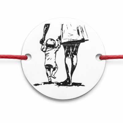 Brățară șnur textil roșu cu bănuț argint 925 Primii pași B-E0508