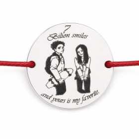 Brățară argint 925 cu bănuț 7 Billion Smiles, șnur reglabil — cadou romantic B-E0394