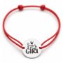 Brățară argint 925 cu bănuț Super Girl, șnur reglabil — cadou pentru fetiță sau prietenă B-E1851