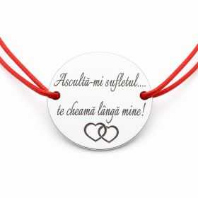 Brățară argint 925 cu bănuț Chemarea Sufletului, șnur reglabil — cadou romantic B-E1522