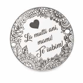 Bănuț de argint 925 gravat La Mulți Ani Mami Te Iubim E2087