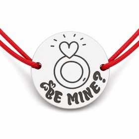 Brățară argint 925 cu bănuț Be Mine, șnur reglabil — cadou de Valentine’s Day B-E2107