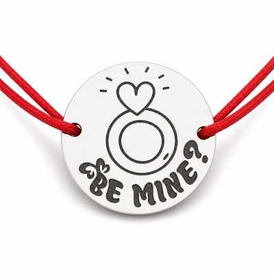 Brățară argint 925 cu bănuț Be Mine, șnur reglabil — cadou de Valentine’s Day B-E2107