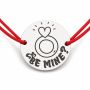 Brățară argint 925 cu bănuț Be Mine, șnur reglabil — cadou de Valentine’s Day B-E2107