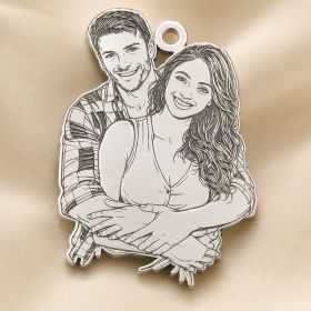 Pandantiv personalizat cu poza din argint 925, decupaj laser după fotografie ~23x23 mm S130