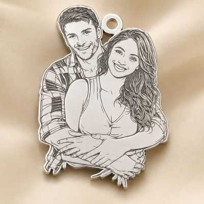 Pandantiv personalizat cu poza din argint 925, decupaj laser după fotografie ~23x23 mm S130