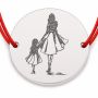 Brățară argint 925 cu bănuț mama și fiica la plimbare, șnur reglabil — cadou pentru mamă B-E0344
