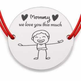 Brățară argint 925 cu bănuț Mommy We Love You This Much, șnur reglabil — cadou pentru mama B-E0387