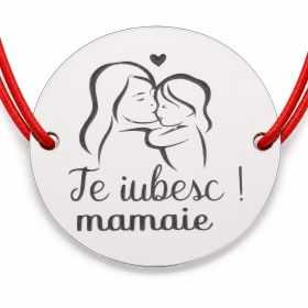Brățară argint 925 cu bănuț Te iubesc mamaie, șnur reglabil — cadou bunica B-E0389