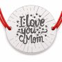 Brățară argint 925 cu bănuț I love you Mom, șnur reglabil — cadou pentru mama B-E0420