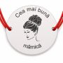 Brățară argint 925 cu bănuț Cea mai bună mămică, șnur reglabil — cadou pentru mama B-E0421