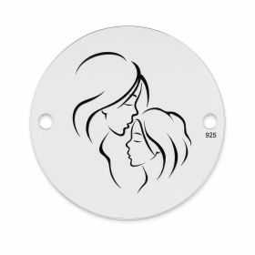 Bănuț de argint 925 gravat Mama și fiica E0395