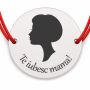 Brățară argint 925 cu bănuț Te iubesc mama, șnur reglabil — cadou pentru mamă B-E0440