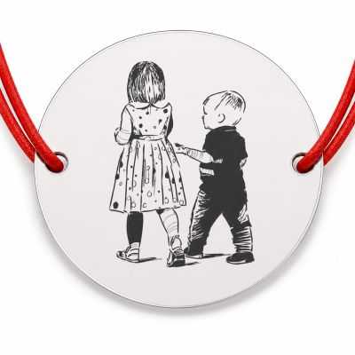 Brățară argint 925 cu bănuț sora și frățiorul, rochie cu buline, șnur reglabil B-E0465