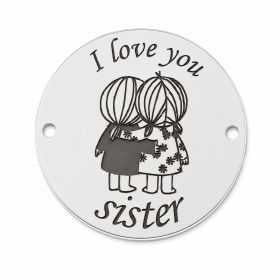 Bănuț de argint 925 gravat I Love You Sister E1103