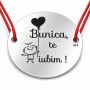 Brățară argint 925 cu bănuț Bunica, te iubim, șnur reglabil — cadou pentru bunica B-E0522