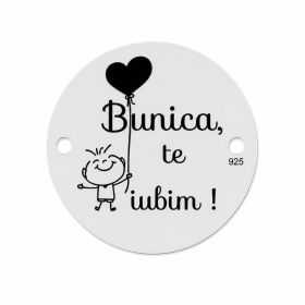 Bănuț de argint 925 gravat Bunica, te iubim! E0522