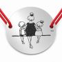 Brățară argint 925 cu bănuț mama cu băiat și fată pe bancă, șnur reglabil — cadou pentru mama B-E0525
