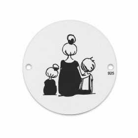 Bănuț de argint 925 Mama cu băiat și fetiță E0524