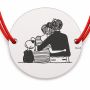 Brățară argint 925 cu bănuț mama, tata și fetița, șnur reglabil — cadou pentru familie B-E0526