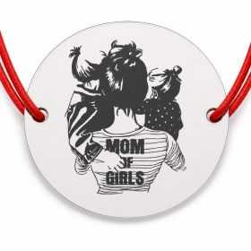Brățară argint 925 cu bănuț Mom of Girls, șnur reglabil — cadou mamă de fete B-E0527