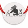 Brățară argint 925 cu bănuț Familie cu Două Fetițe, șnur reglabil — cadou familie B-E0531
