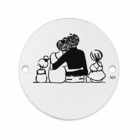 Bănuț de argint 925 familie cu părinți și două fetițe E0531
