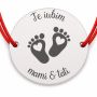 Brățară argint 925 cu bănuț Te Iubim Mami și Tati, șnur reglabil — cadou părinți B-E0532