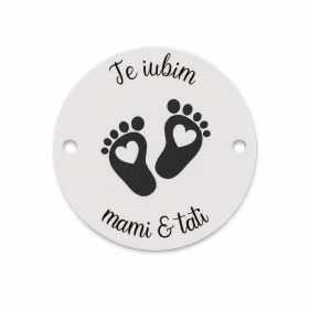 Bănuț de argint 925 gravat Te iubim, mami și tati! E0532