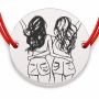 Brățară argint 925 cu bănuț Două Prietene/Surori, șnur reglabil — cadou prietenie B-E1166