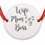 Brățară argint 925 cu bănuț Wife Mom Boss, șnur reglabil — cadou mamă B-E1216