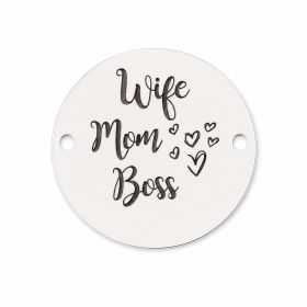 Bănuț de argint 925 gravat Wife Mom Boss E1216