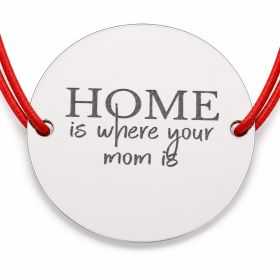 Brățară argint 925 cu bănuț Home Is Where Your Mom Is, șnur reglabil — cadou mamă B-E1242