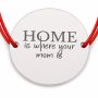 Brățară argint 925 cu bănuț Home Is Where Your Mom Is, șnur reglabil — cadou mamă B-E1242