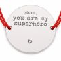 Brățară argint 925 cu bănuț Mom You Are My Superhero, șnur reglabil — cadou mamă B-E1247