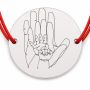 Brățară argint 925 cu bănuț mâinile familiei, șnur reglabil — cadou familie B-E1275