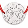 Brățară argint 925 cu bănuț Mama sărutând bebelușul, șnur reglabil — cadou naștere B-E1276