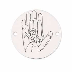 Bănuț de argint 925 gravat mâinile familiei E1275