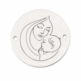 Bănuț de argint 925 gravat Mama și bebelușul E1277